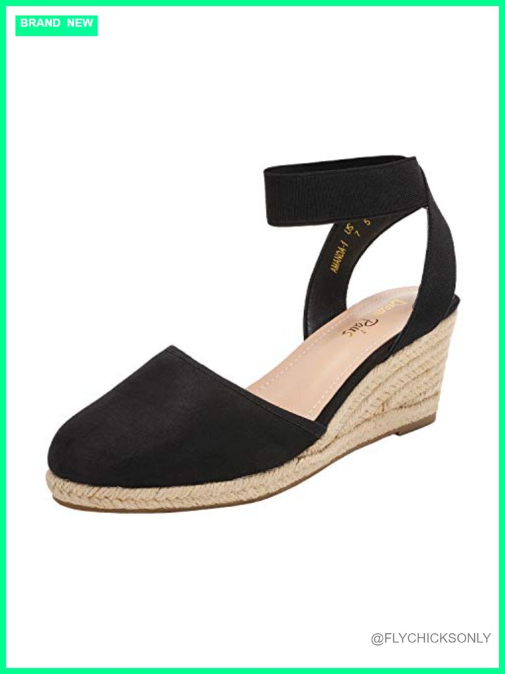 Women's Ankle Strap Wedge Sandals with Elastic Strap and Closed Toe